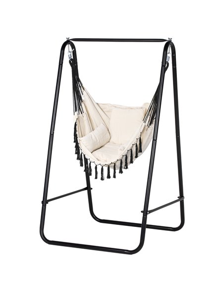 Outsunny Hammock Swing Chair with Stand, Cream White 84A-329V71CW - pic 51831 | FastDaddyshop