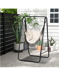 Outsunny Hammock Swing Chair with Stand, Cream White 84A-329V71CW 2