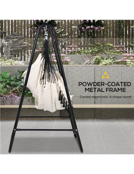 Outsunny Hammock Swing Chair with Stand, Cushioned Hammock Chair for Indoor & Outdoor Relaxation, Cream White 84A-329V71CW - pic 51834 | FastDaddyshop