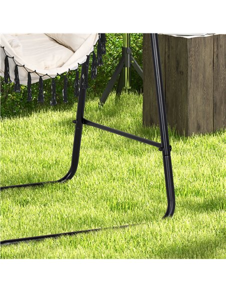 Outsunny Hammock Swing Chair with Stand, Cushioned Hammock Chair for Indoor & Outdoor Relaxation, Cream White 84A-329V71CW - pic 51839 | FastDaddyshop