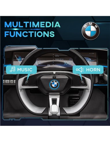 HOMCOM BMW i4 Licensed 12V Kids Electric Ride on Car w/ Remote Control, Powered Electric Car w/ Portable Battery, Music, Horn, H
