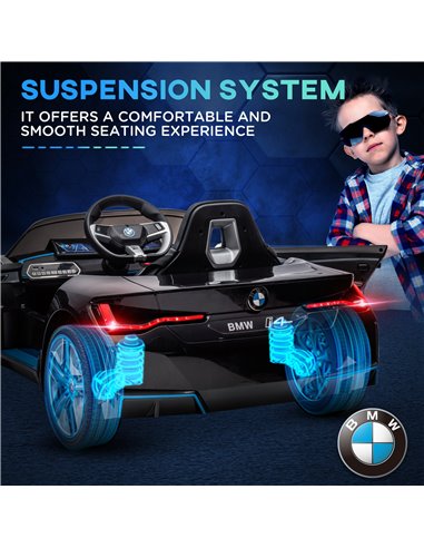 HOMCOM BMW i4 Licensed 12V Kids Electric Ride on Car w/ Remote Control, Powered Electric Car w/ Portable Battery, Music, Horn, H
