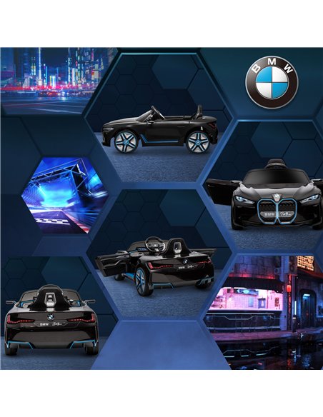 HOMCOM BMW i4 Licensed 12V Kids Electric Ride on Car w/ Remote Control, Powered Electric Car w/ Portable Battery, Music, Horn, H - pic 51856 | FastDaddyshop