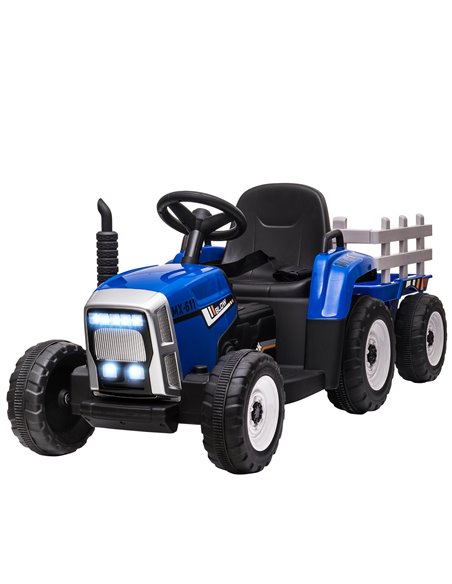 HOMCOM 12V Kids Electric Ride on Tractor with Detachable Trailer, Blue 370-281V70BU - pic 51858 | FastDaddyshop