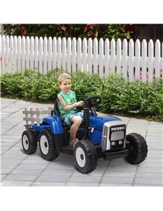 HOMCOM 12V Kids Electric Ride on Tractor with Detachable Trailer, Blue 370-281V70BU 2