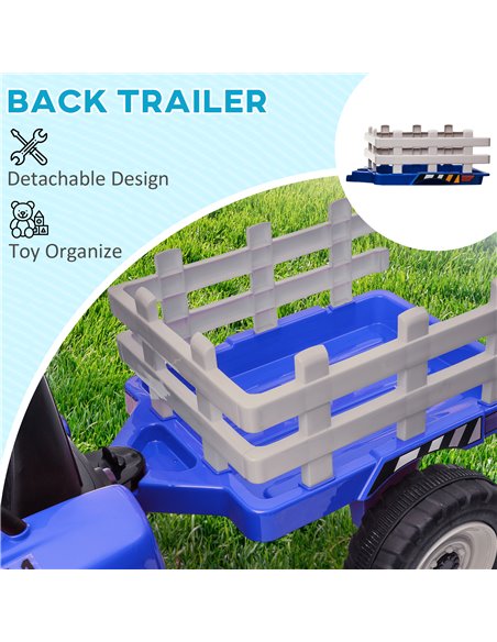 HOMCOM Electric Ride on Tractor w/ Detachable Trailer, 12V Kids Battery Powered Electric Car w/ Remote Control, Music Start up S - pic 51861 | FastDaddyshop