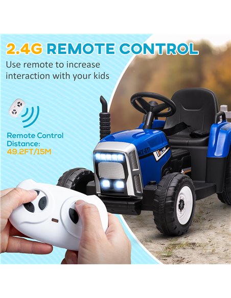 HOMCOM Electric Ride on Tractor w/ Detachable Trailer, 12V Kids Battery Powered Electric Car w/ Remote Control, Music Start up S - pic 51862 | FastDaddyshop