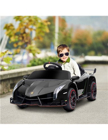 HOMCOM Lamborghini Veneno Licensed 12V Kids Electric Ride on Car w/ Portable Battery, Powered Electric Car w/ Bluetooth, Remote,