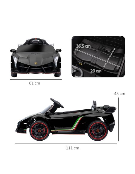 HOMCOM Lamborghini Veneno Licensed 12V Kids Electric Ride on Car w/ Portable Battery, Powered Electric Car w/ Bluetooth, Remote, - pic 51878 | FastDaddyshop