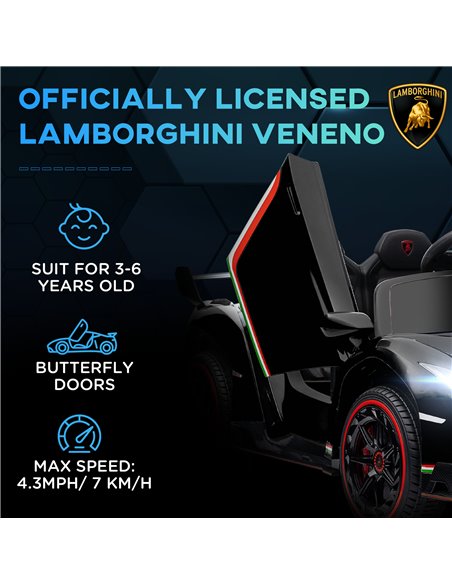 HOMCOM Lamborghini Veneno Licensed 12V Kids Electric Ride on Car w/ Portable Battery, Powered Electric Car w/ Bluetooth, Remote, - pic 51879 | FastDaddyshop