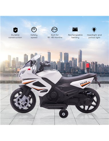 HOMCOM Kids 6V Electric Ride On Motorcycle Police Car Vehicle w/ Lights Horn Realistic Sound Outdoor Play Toy for 18 - 36 months