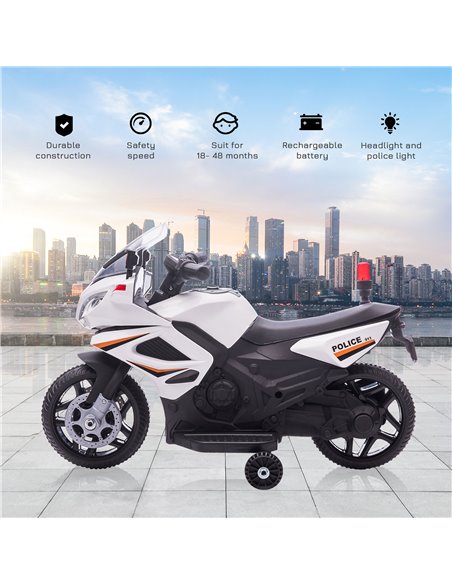 HOMCOM Kids 6V Electric Ride On Motorcycle Police Car Vehicle w/ Lights Horn Realistic Sound Outdoor Play Toy for 18 - 36 months - pic 5188 | FastDaddyshop