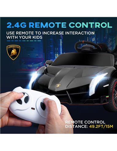 HOMCOM Lamborghini Veneno Licensed 12V Kids Electric Ride on Car w/ Portable Battery, Powered Electric Car w/ Bluetooth, Remote,