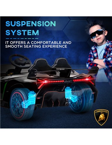 HOMCOM Lamborghini Veneno Licensed 12V Kids Electric Ride on Car w/ Portable Battery, Powered Electric Car w/ Bluetooth, Remote,