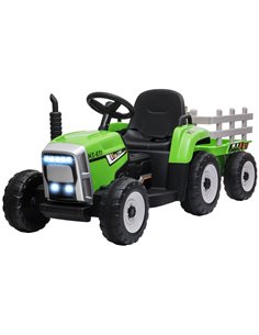 HOMCOM 12V Kids Electric Ride on Tractor with Detachable Trailer, Green 370-281V70GN