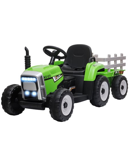 HOMCOM 12V Kids Electric Ride on Tractor with Detachable Trailer, Green 370-281V70GN - pic 51885 | FastDaddyshop
