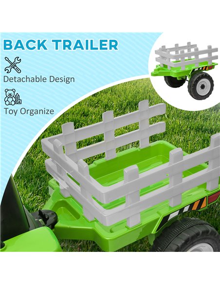 HOMCOM Electric Ride on Tractor w/ Detachable Trailer, 12V Kids Battery Powered Electric Car w/ Remote Control, Music for Kids A - pic 51888 | FastDaddyshop