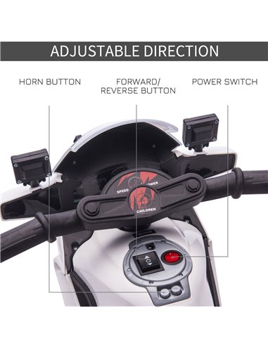 HOMCOM Kids 6V Electric Ride On Motorcycle Police Car Vehicle w/ Lights Horn Realistic Sound Outdoor Play Toy for 18 - 36 months