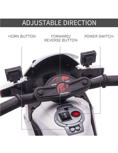 HOMCOM Kids 6V Electric Ride On Motorcycle Police Car Vehicle w/ Lights Horn Realistic Sound Outdoor Play Toy for 18 - 36 months - pic 5189 | FastDaddyshop