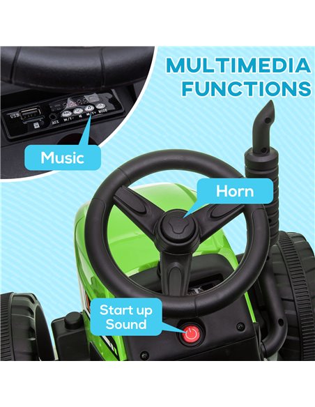 HOMCOM Electric Ride on Tractor w/ Detachable Trailer, 12V Kids Battery Powered Electric Car w/ Remote Control, Music for Kids A - pic 51890 | FastDaddyshop