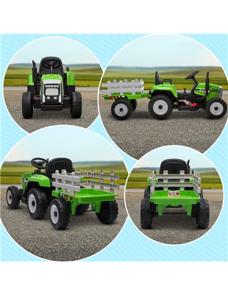 HOMCOM Electric Ride on Tractor w/ Detachable Trailer, 12V Kids Battery Powered Electric Car w/ Remote Control, Music for Kids A - pic 51893 | FastDaddyshop