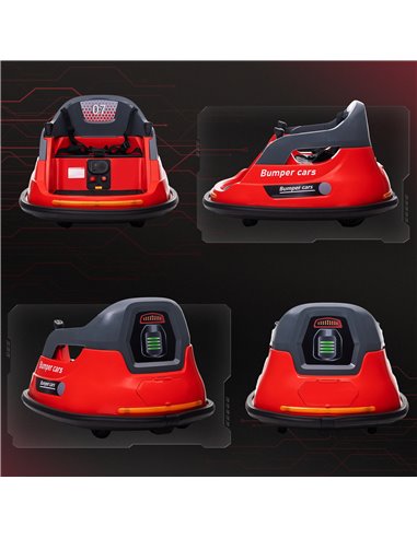 HOMCOM Bumper Car, 360° Rotation Spin 12V Kids Electric Car with Lights, Music, for Ages 1.5-5 Years - Red 370-301V70RD