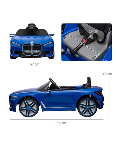 HOMCOM BMW i4 Licensed 12V Kids Electric Ride-On Car 370-294V70BU