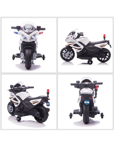 HOMCOM Kids 6V Electric Ride On Motorcycle Police Car Vehicle w/ Lights Horn Realistic Sound Outdoor Play Toy for 18 - 36 months