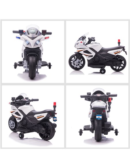 HOMCOM Kids 6V Electric Ride On Motorcycle Police Car Vehicle w/ Lights Horn Realistic Sound Outdoor Play Toy for 18 - 36 months - pic 5192 | FastDaddyshop