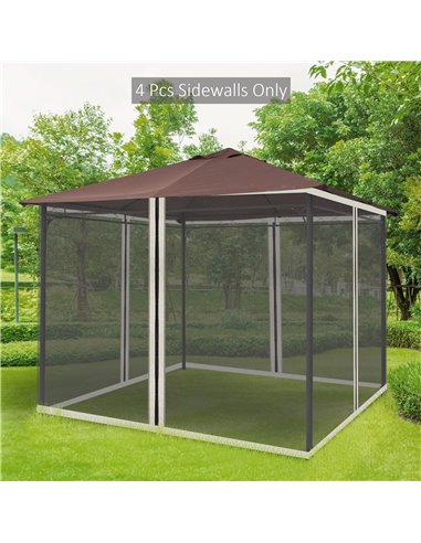 Outsunny Replacement Mesh Mosquito Netting Screen Walls for 10 x 10ft Patio Gazebo, 4-panel Sidewalls with Zippers (Wall Only, C
