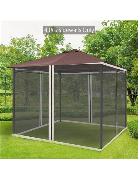 Outsunny Replacement Mesh Mosquito Netting Screen Walls for 10 x 10ft Patio Gazebo, 4-panel Sidewalls with Zippers (Wall Only, C - pic 51922 | FastDaddyshop