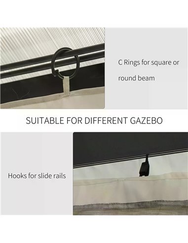 Outsunny 4 Pack Universal Gazebo Replacement Sidewalls Privacy Panel for Most 3 x 3m Gazebo Canopy Pavillion Outdoor Shelter Cur