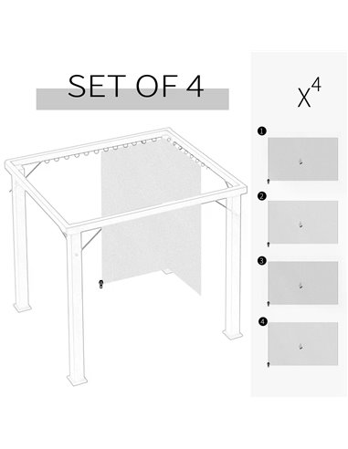 Outsunny 4 Pack Universal Gazebo Replacement Sidewalls Privacy Panel for Most 3 x 3m Gazebo Canopy Pavillion Outdoor Shelter Cur