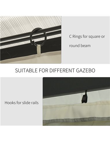 Outsunny 4 Pack Universal Gazebo Replacement Sidewalls Privacy Panel for Most 3 x 4m Gazebo Canopy Pavillion Outdoor Shelter Cur