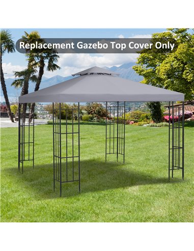 Outsunny 3 x 3(m) Gazebo Canopy Roof Top Replacement, Light Grey 84C-041GY