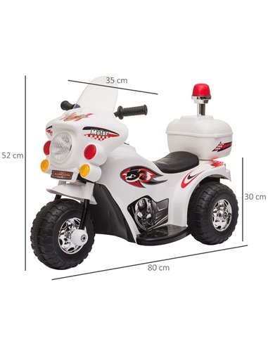 HOMCOM Toddlers Electric PP Motorcycle Ride On Trike White