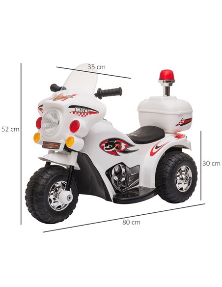 HOMCOM Toddlers Electric PP Motorcycle Ride On Trike White - pic 5195 | FastDaddyshop