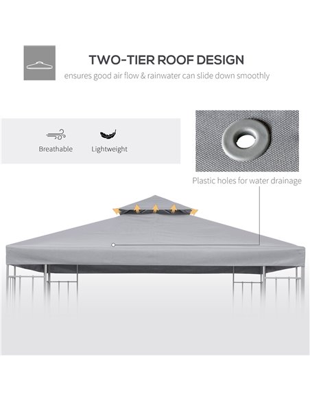 Outsunny 3 x 3(m) Gazebo Canopy Roof Top Replacement Cover Spare Part Light Grey (TOP ONLY) 84C-041GY - pic 51951 | FastDaddyshop