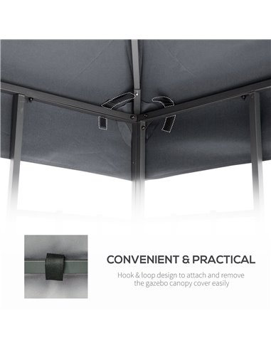 Outsunny 3 x 3(m) Gazebo Canopy Roof Top Replacement Cover Spare Part Light Grey (TOP ONLY) 84C-041GY