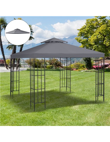 Outsunny Gazebo Canopy Roof Top Replacement Cover, 3 x 3m, Deep Grey 84C-041CG - pic 51958 | FastDaddyshop