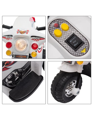 HOMCOM Toddlers Electric PP Motorcycle Ride On Trike White