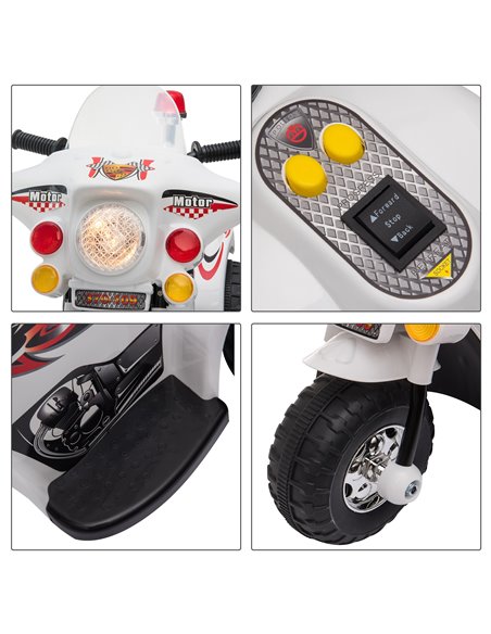 HOMCOM Toddlers Electric PP Motorcycle Ride On Trike White - pic 5196 | FastDaddyshop
