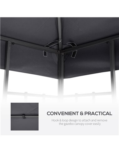 Outsunny Gazebo Canopy Roof Top Replacement Cover, 3 x 3m, Spare Part, Deep Grey (TOP ONLY) 84C-041CG