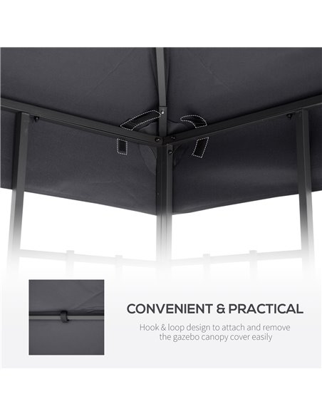 Outsunny Gazebo Canopy Roof Top Replacement Cover, 3 x 3m, Spare Part, Deep Grey (TOP ONLY) 84C-041CG - pic 51964 | FastDaddyshop
