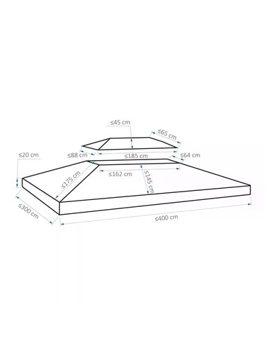 Outsunny Gazebo Replacement Canopy 3x4m, 2 Tier Roof Top UV Protection Cover for Garden Patio Awning Shelters, Deep Grey 84C-102