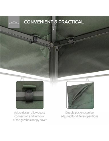 Outsunny Gazebo Replacement Canopy 3x4m, 2 Tier Roof Top UV Protection Cover for Garden Patio Awning Shelters, Deep Grey 84C-102