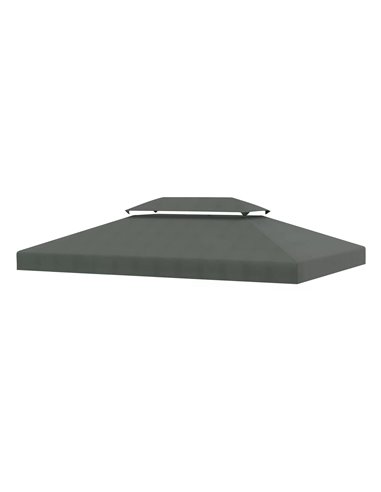 Outsunny Gazebo Replacement Canopy 3x4m, 2 Tier Roof Top UV Protection Cover for Garden Patio Awning Shelters, Deep Grey 84C-102