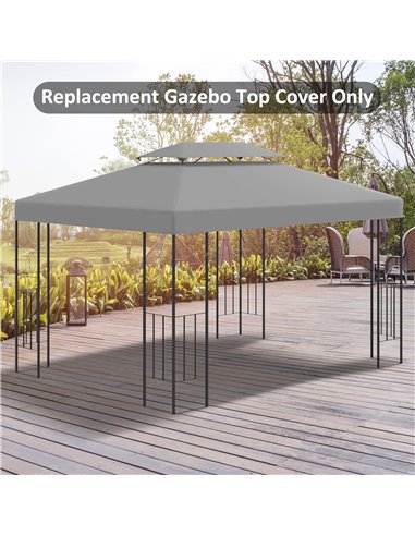 Outsunny Gazebo Replacement Canopy 3x4m, 2 Tier Roof, UV Protection Cover, Outdoor Awning, Light Grey. 84C-102MX