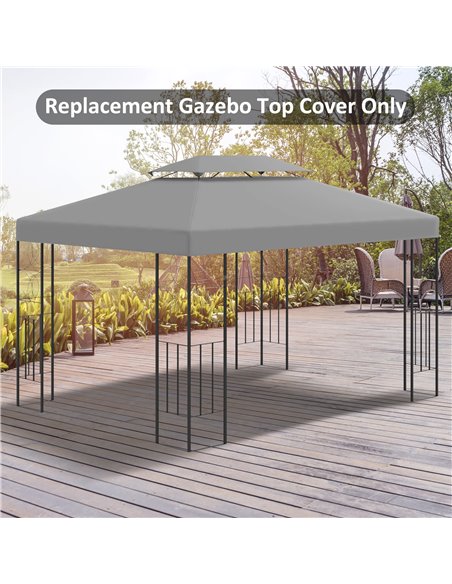 Outsunny Gazebo Replacement Canopy 3x4m, 2 Tier Roof, UV Protection Cover, Outdoor Awning, Light Grey. 84C-102MX - pic 51976 | FastDaddyshop