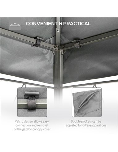 Outsunny Gazebo Replacement Canopy 3x4m, 2 Tier Roof, UV Protection Cover, Outdoor Awning, Light Grey. 84C-102MX